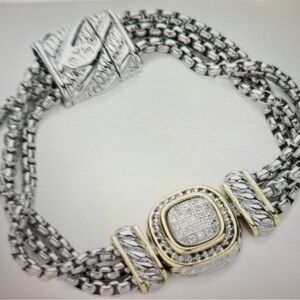 Square CZ  Two-Tone Magnetic Bracelet